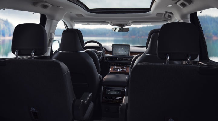 The interior of a 2024 Lincoln Aviator® SUV from behind the second row | West Point Lincoln of Sugar Land in Houston TX